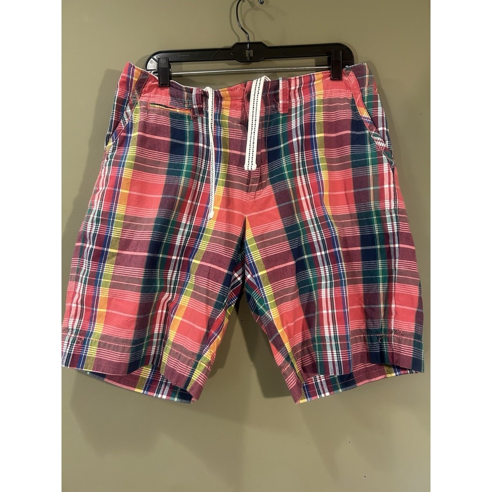 Vintage Polo Ralph Lauren Chino Shorts Mens Madras Plaid Sz 34 Preppy Y2K 90s